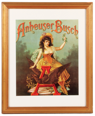 Anheuser-Busch lithograph on paper, framed 22.3" x 18.4", Anheuser-Busch, professionally framed & matted, very good condition.