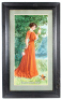 Anheuser-Busch lithograph on paper, framed 38.6" x 23.6", Budweiser Girl, marked: Copyright, 1907 by Anheuser-Busch Brewing Ass'n., St. Louis, Kaufmann & Strauss Co.,&nbsp;N.Y. 1453, Anheuser-Busch relief frame, Anheuser-Busch mostly missing on relief, very go