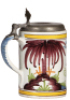 Faience stein, 8.6" ht., early 1800s, Hannoversch-M&uuml;ndener Walzenkrug, pewter lid, two tight 1" hairlines. - 3