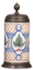 Faience stein, 8.8" ht., late 1700s, Walzenkrug, pewter lid with&nbsp;inscription 1811, pewter footring & vertical strap, line on handle, three small chips in rear.