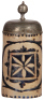 Stoneware stein, 8.6" ht., late 1700s, Westerw&auml;lder Walzenkrug,&nbsp;incised, blue salt glaze, pewter lid, some scratches on lid, good condition.