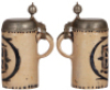 Stoneware stein, 8.6" ht., late 1700s, Westerw&auml;lder Walzenkrug,&nbsp;incised, blue salt glaze, pewter lid, some scratches on lid, good condition. - 2