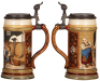 Two Mettlach steins, .5L, 1998, etched, inlaid lid, mint; with,&nbsp;.5L, 2282, etched, inlaid lid, mint. - 3