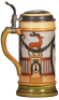 Three Mettlach steins, 1.0L, 2937, & 1.0L, 2938, & 1.0L, 2939, etched, by Quidenus, inlaid lids, all&nbsp;mint. - 5