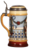 Three Mettlach steins, 1.0L, 2937, & 1.0L, 2938, & 1.0L, 2939, etched, by Quidenus, inlaid lids, all&nbsp;mint. - 7