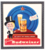 Anheuser-Busch lithograph on paper, 16.5" x 14.5", framed 19.5" x 17.6", Genuine Budweiser Now In Cans Too, marked: S.A. No. 5 Union Lip. & Ba. Label, St. Louis, contemporary frame, fold & crease, otherwise good condition.&nbsp;