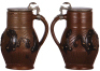 Stoneware stein, 7.0'' ht., mid 1800s, Muskauer Birnkrug, brown saltglazes, pewter lid, glaze flakes. - 2