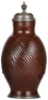 Stoneware stein, 13.5'' ht., c.1800, Bunzlauer Melonenkrug, brown glaze, pewter lid & footring, lid dated 1807, minor pewter tear, body very good condition.