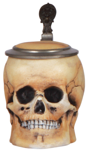 Character stein, .5L, porcelain, marked E. Bohne, S&scaron;hne, Skull, mint.