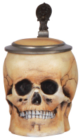Character stein, .5L, porcelain, marked E. Bohne, S&scaron;hne, Skull, mint.