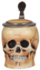 Character stein, .5L, porcelain, marked E. Bohne, S&scaron;hne, Skull, mint.