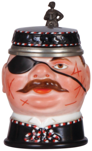 Character stein, .5L, porcelain, marked Br&uuml;der Thannhauser M&uuml;nchen, Fraternity Student, lithophane Hofbr&auml;uhaus, mint.