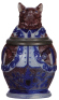 Character stein, .5L, stoneware, marked 806, by Marzi & Remy, Fox, blue & purple salt glazes, mint.