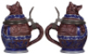 Character stein, .5L, stoneware, marked 806, by Marzi & Remy, Fox, blue & purple salt glazes, mint. - 2