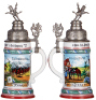 Regimental stein, .5L, 11.7'' ht., porcelain, 1. Esk., 6. Chev. Regt., Bayreuth, 1904 - 1907, two side scenes, roster, lion thumblift, named to: Gefreiter Kraus, mint. - 2