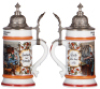 Porcelain stein, .5L, transfer & hand-painted, Occupational Schlosser [Metalsmith], pewter lid, mint. - 2