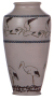 Stoneware vase, 10.4'' ht., incised, marked: J. Wingerter, 0507, flying and standing herons, artist initials O.S. & C.W., saltglazed, excellent condition.&Ecirc; &Ecirc;&Ecirc;200-300