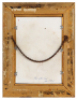 Porcelain plaque, 7.6" x 5.3", with frame 10.9" x 8.4", hand-painted, marked made in Germany, Das Alte Lied after E. Kiesel, artist signed lower right behind frame edge, mint. - 2