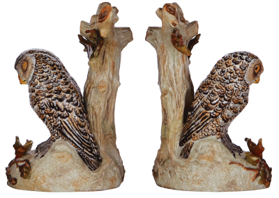 Porcelain figurine, 10.0'' ht., marked E. Bohne Sšhne, Owls, lamp base, very good repair of small flakes.Ê ÊÊ - 2