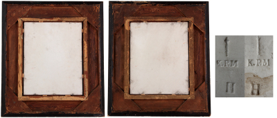 Pair K.P.M. porcelain plaques, 12.1'' x 15.2'', 21.2'' x 20.0'' with frames, hand-painted, marked K.P.M., first is signed A. Deckelmann, MŸnchen, frames have some chips, porcelain excellent condition.Ê - 2