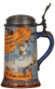 Mettlach stein, .5L, 2089, etched, by H. Schlitt, original pewter lid, mint. - 2