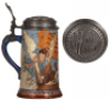 Mettlach stein, .5L, 2089, etched, by H. Schlitt, original pewter lid, mint. - 3