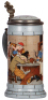 Mettlach stein, .5L, 2880, etched, by F. Quidenus, inlaid lid, mint.