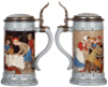 Mettlach stein, .5L, 2880, etched, by F. Quidenus, inlaid lid, mint. - 2