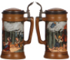 Mettlach stein, .5L, 2809, etched, by F. Quidenus, inlaid lid, Rip Van Winkle, mint. - 2