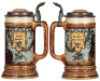Mettlach stein, 1.0L, 1932, etched, by C. Warth, inlaid lid, mint. - 2