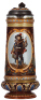 Mettlach stein, 1.5L, 13.2'' ht., 2104, etched, inlaid lid, mint.