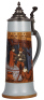 Mettlach stein, 2.8L, 17.0'' ht., 2921, etched, original pewter lid marked Pauson M&uuml;nchen, mint. - 2
