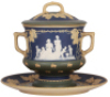 Mettlach punch bowl, 5.7L, 2602, cameo, with underplate, mint. - 3