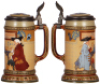Mettlach stein, .5L, 2752, etched, by H. Schlitt, inlaid lid, mint. - 2