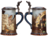 Mettlach stein, .5L, 2090, etched, by H. Schlitt, inlaid lid, mint. - 2