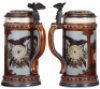 Mettlach stein, .5L, 2235, etched, inlaid lid, mint. - 2