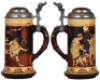 Mettlach stein, .5L, 2192, etched, by H. Schlitt, inlaid lid, mint. - 2