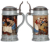 Mettlach stein, 1.0L, 2880, etched, by F. Quidenus, inlaid lid, mint. - 2
