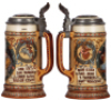 Mettlach stein, .5L, 2716, etched, by F. Quidenus, inlaid lid, mint. - 2
