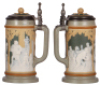 Mettlach stein, .5L, 2628, cameo & relief, by Stahl, inlaid lid, mint. - 2