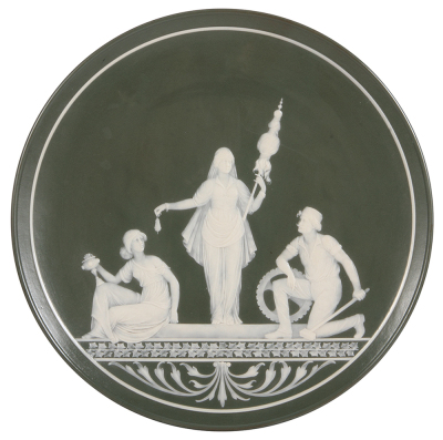 Mettlach plaque, 18.0'' d., 2875, cameo, mint.