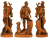 Black Forest wood carving, 14.6'' ht., walnut wood, carved in Switzerland, in the style of J. Huggler, unsigned, late 1800s, hunter with dog, rabbit and rifle, excellent quality, very good condition. - 2