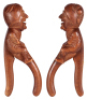 Black Forest wood carved nutcracker, 8.0'' ht., linden wood, c.1900, man with cap, glass eyes, hinged jaw to crack nuts, large full body design, wear on face, otherwise good condition. - 2