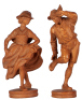 Pair Black Forest wood carved figurines, 5.2'' ht., made in Switzerland, linden wood, c.1910, man & woman dancing, excellent quality & condition.&nbsp;