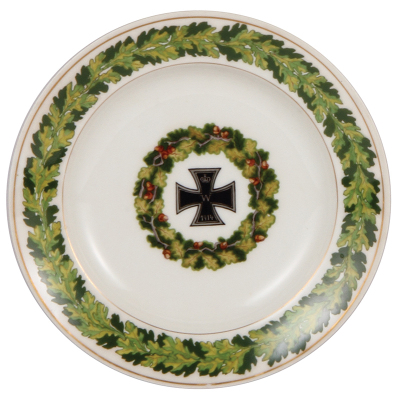 Porcelain plate, 8.1'' d., K.P.M. scepter mark, Iron Cross, 1914, mint.