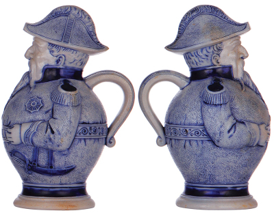 Character pitcher, 1.0L, stoneware, marked H. Coenen, Münster i./W., Sedan, blue saltglaze, mint. - 2