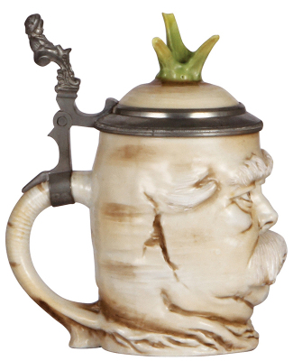 Character stein, .5L, porcelain, marked Musterschutz, by Schierholz, Bismarck Radish, mint. - 3