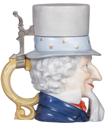 Character stein, .5L, porcelain, marked Musterschutz, by Schierholz, modern, Uncle Sam, mint. - 3