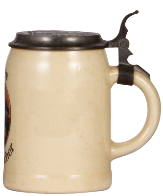 Pottery stein, .5L, transfer & hand-painted, Erstes Kulmbacher, pewter lid: Erstes Kulmbacher, Actien Exportbier Brauerei, mint. - 2