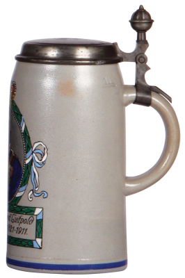 Stoneware stein, 1.0L, stoneware, Prinz Regent Luitpold, 1821 - 1911, pewter lid, mint. - 2